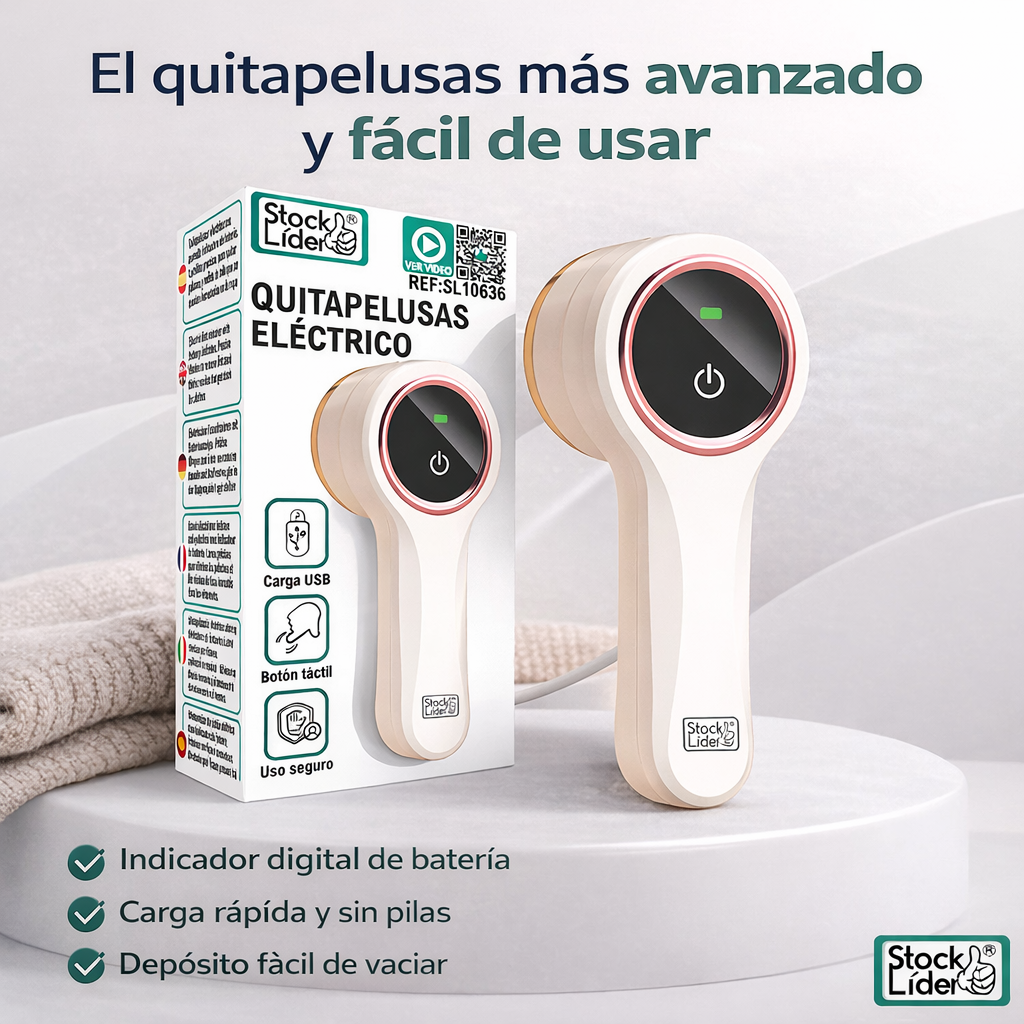 StockLíder ™ Quitapelusas Eléctrico. Renueva tu ropa en segundos y sin esfuerzo.
