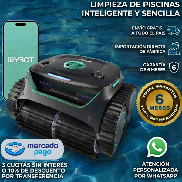 WYBOT C2: limpiá tu pileta sin esfuerzo en solo 180 minutos y disfrutá tu día.