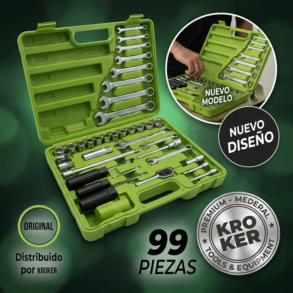 Set Juego De Tubos Llaves Y Puntas Kroner De 99 Pieza