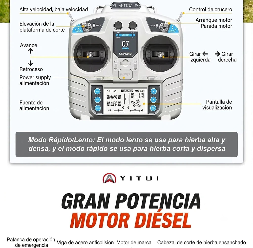 Cortadora de Césped a Control Remoto en Oferta, Giro Flexible, Fácil Operación, para Granjas y Áreas Amplias