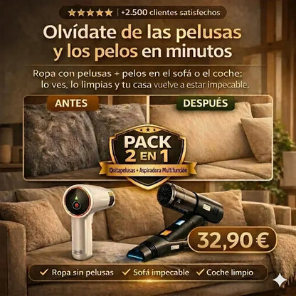 Tu casa sin pelusas en minutos.Ropa, sofá y coche limpios sin esfuerzo con un solo pack