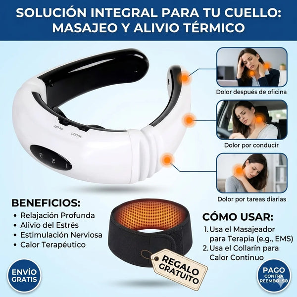 Pack Alivio Cervical 2 en 1™ Masajeador Cervical EMS + Collarín Terapéutico GRATIS