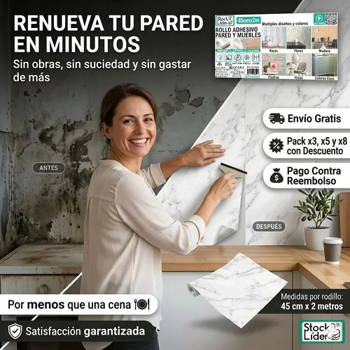 Renueva tu casa en minutos sin obras. Acabado premium para muebles, paredes y más.